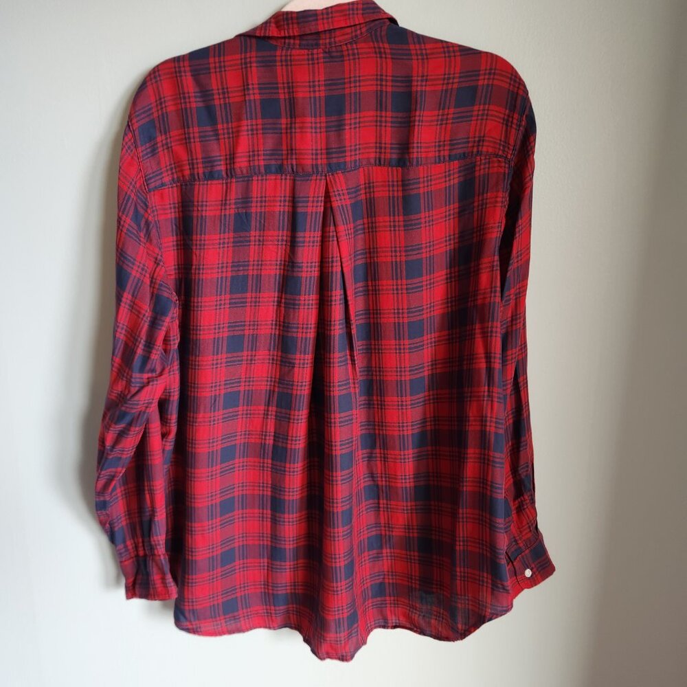 Grayson Shirt Women's Large Blue Red Plaid 4 The Hero Button Front Shirt - Picture 9 of 11